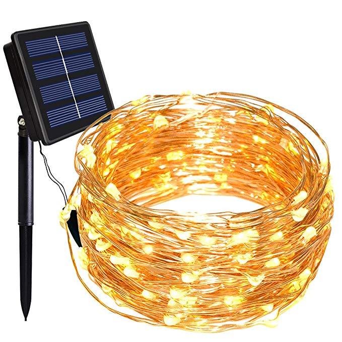 Solar Fairy Lights Outdoor,120LED Solar Garden Lights 12 Modes Waterproof Copper Wire Decorative Solar String Lights for Pat