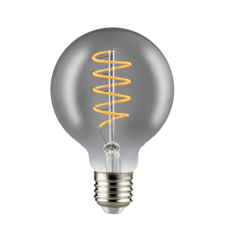 Antique Smoked Grey Tinted Aluminum LED Lamp Globe Edison Bulb E27 Base Spiral LED Filament Hotel Lighting 230V
